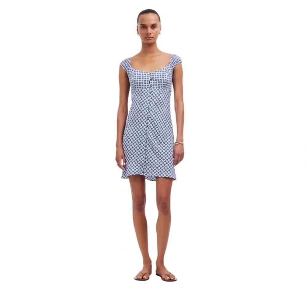 MADEWELL Cap-Sleeve Button-Front Mini Dress in Geometric Print size 6 NWT